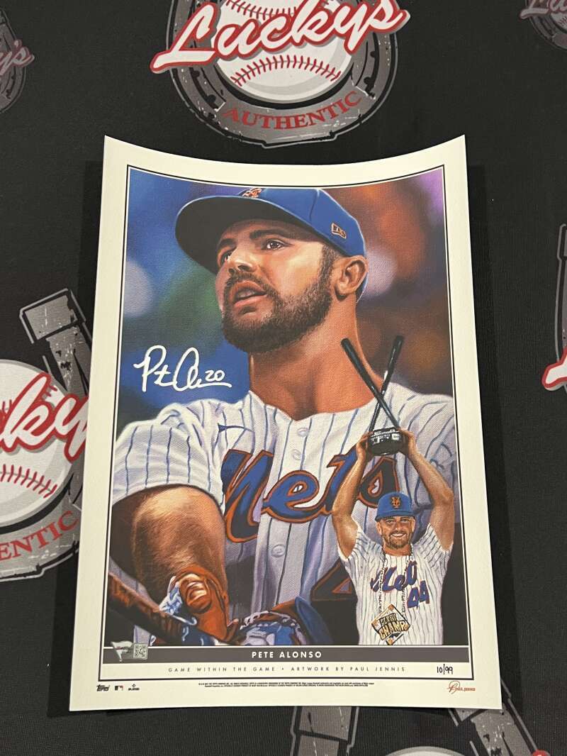Pete Alonso Signed Auto Topps Game within the Game Art Print #10/99 Fanatics COA0