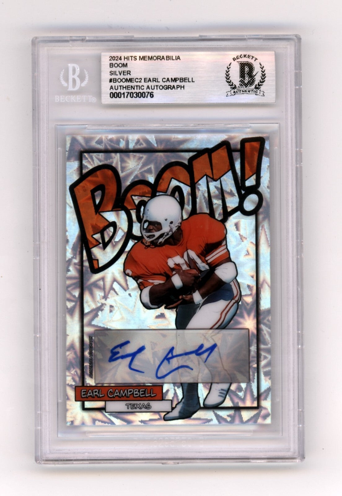 Earl Campbell 2024 Hits Memorabilia BOOM Silver Signed BGS BAS Auto Texas0
