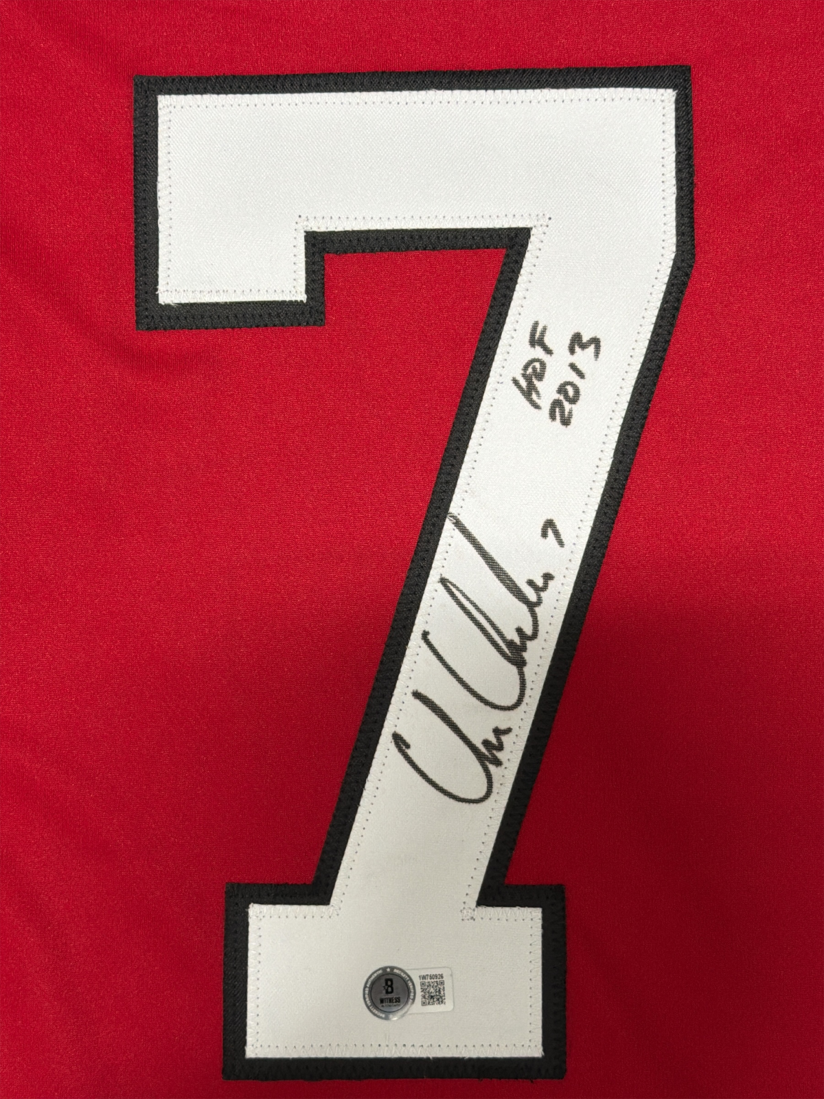 Chris Chelios Signed Chicago Custom Jersey w/ HOF 2013 Beckett Witness BAS COA2