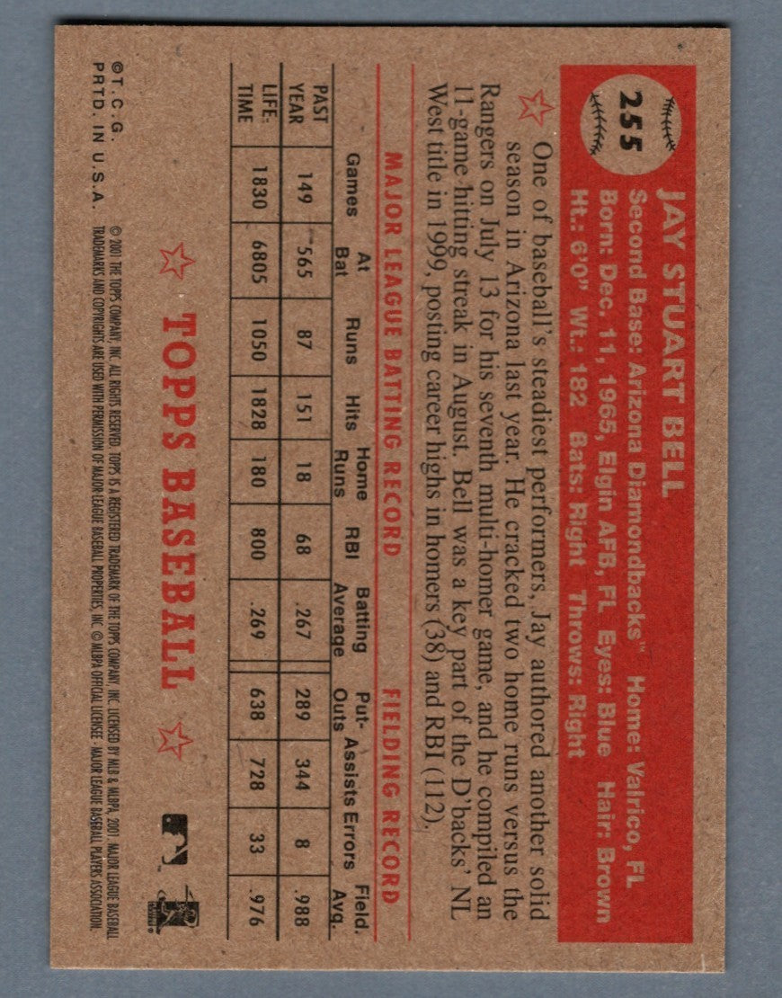 Jay Bell Signed 2001 Topps Heritage #255 LSCM COA Arizona Diamondbacks1