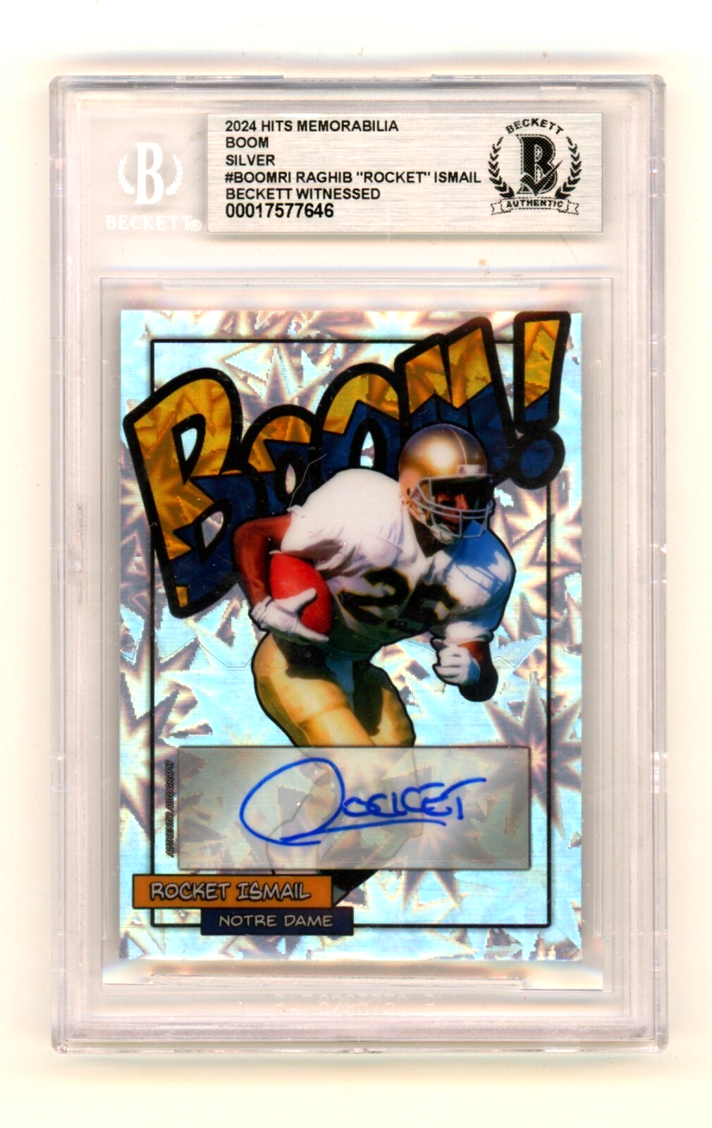 Rocket Ismail 2024 Hits Memorabilia BOOM Silver Signed BGS BAS Auto Notre Dame0