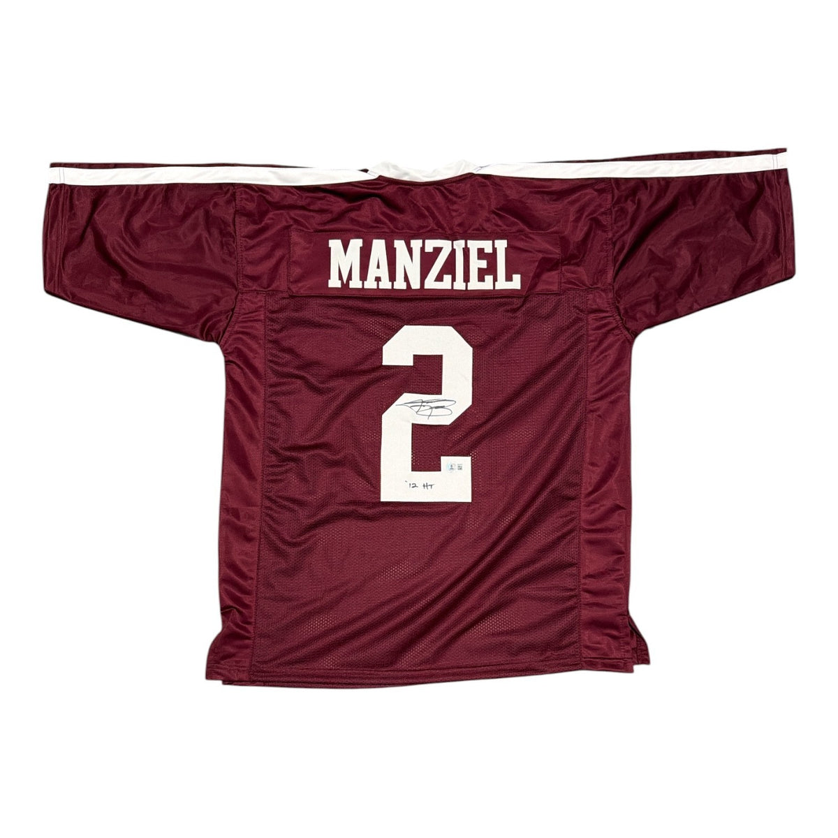 Johnny Manziel Signed Texas A&M Custom Jersey w/ 12 HT Beckett Witness BAS COA0