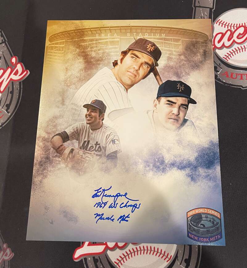Ed Kranepool Signed New York Mets 11x14 Photo w/ 1969 WS Champs LSCM COA0