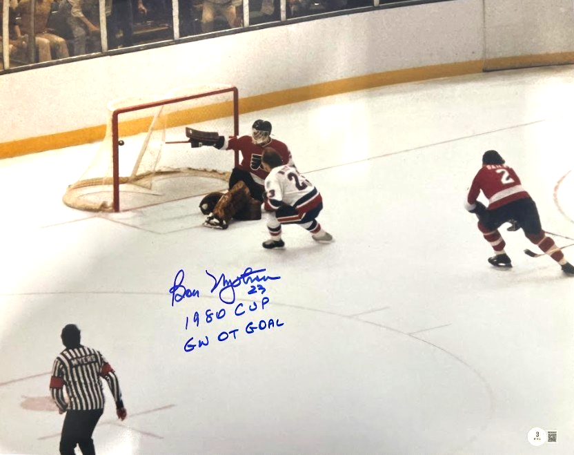 Bobby Nystrom Signed NY Islanders 16x20 Photo w/ 1980 Cup Insc Beckett W BAS COA0