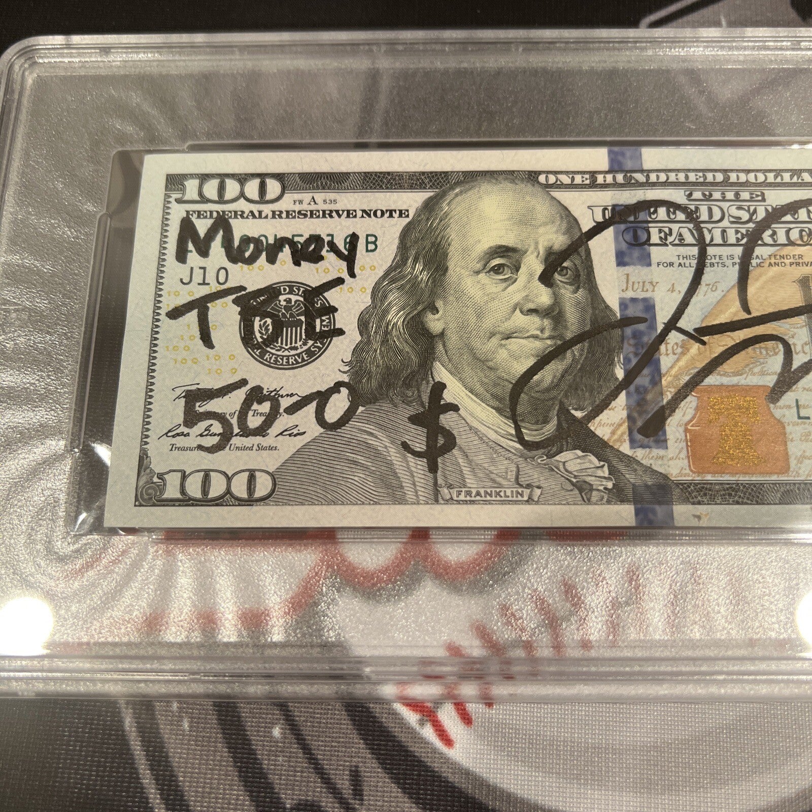 Floyd Mayweather Jr. Signed $100 Bill US Currency x4 Inscription PSA Auth Auto E1