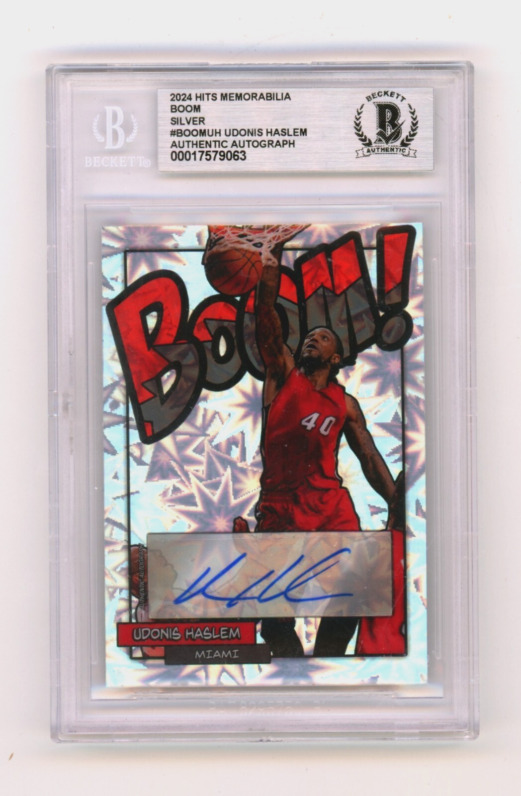 Udonis Haslem 2024 Hits Memorabilia BOOM Silver Signed BGS BAS Auto Miami Heat0
