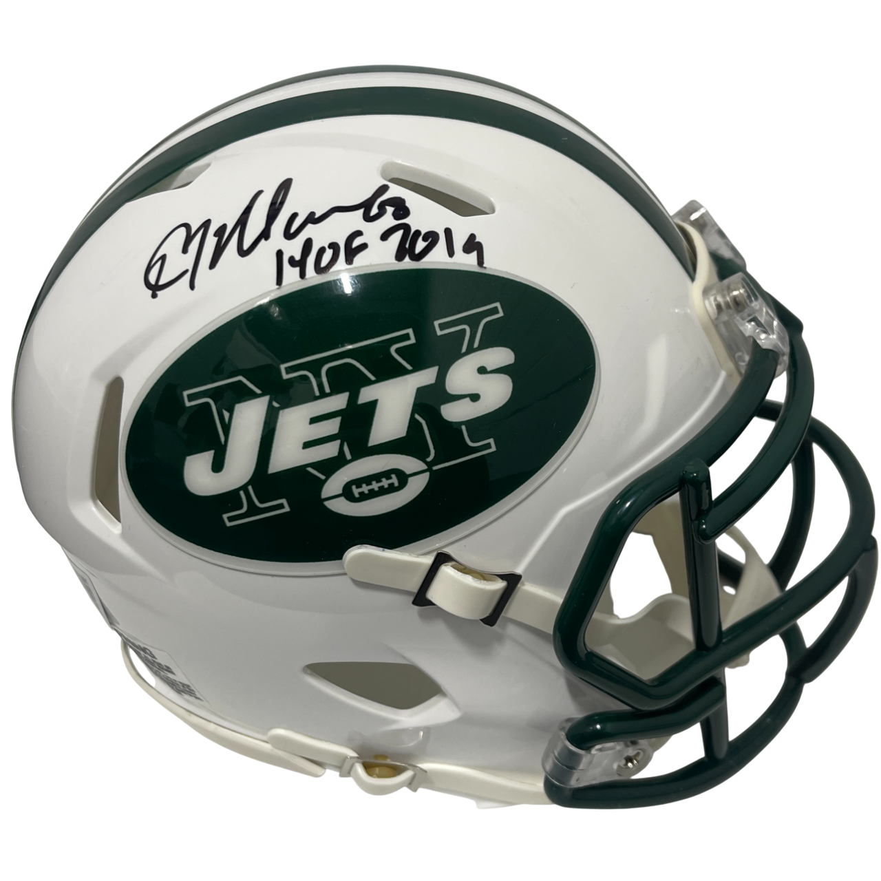 Kevin Mawae Signed NY Jets TB Mini Helmet w/ HOF 2019 Beckett Witness BAS COA0
