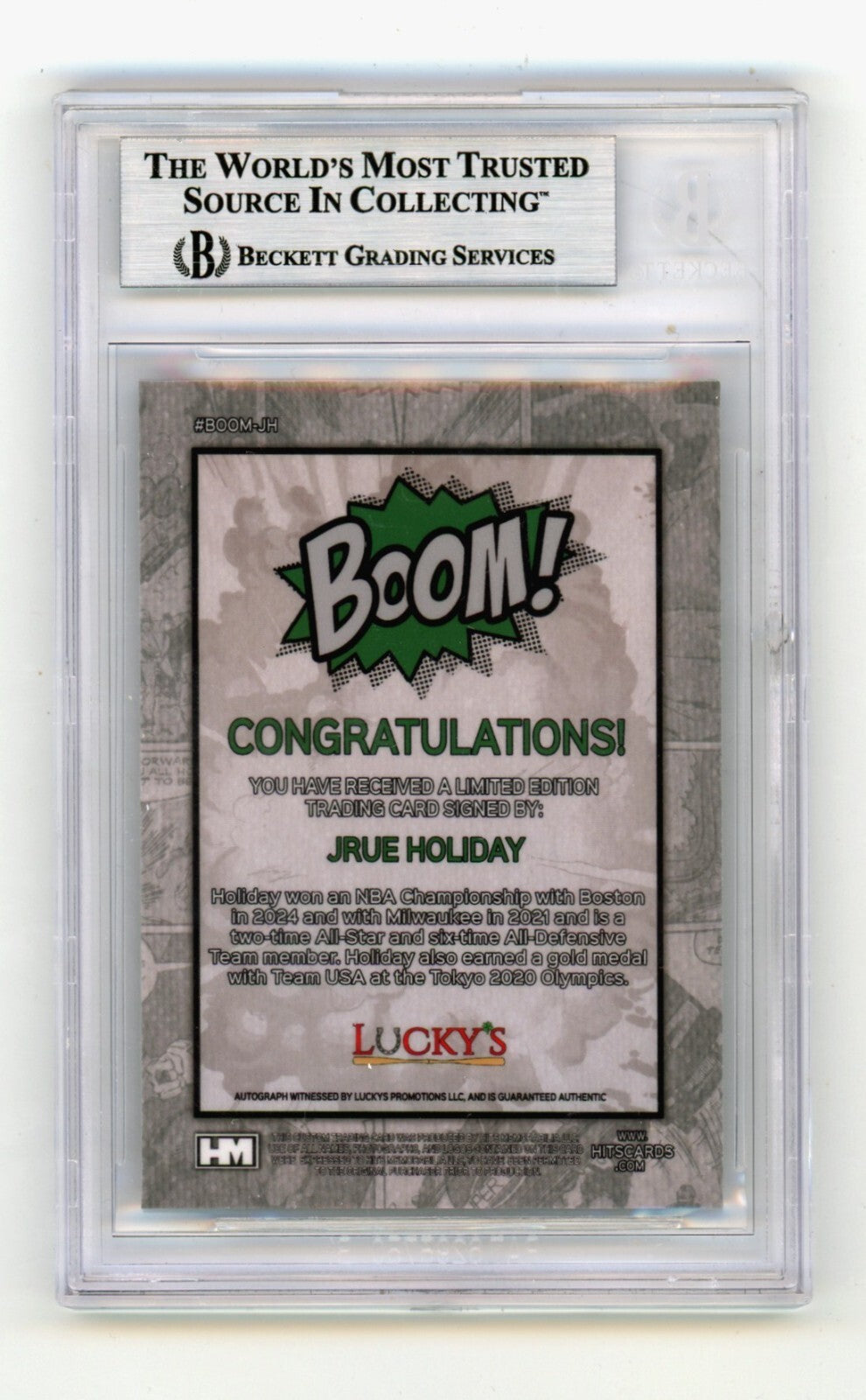 Jrue Holiday 2024 Hits Memorabilia BOOM Silver Signed BGS BAS Auto Boston1