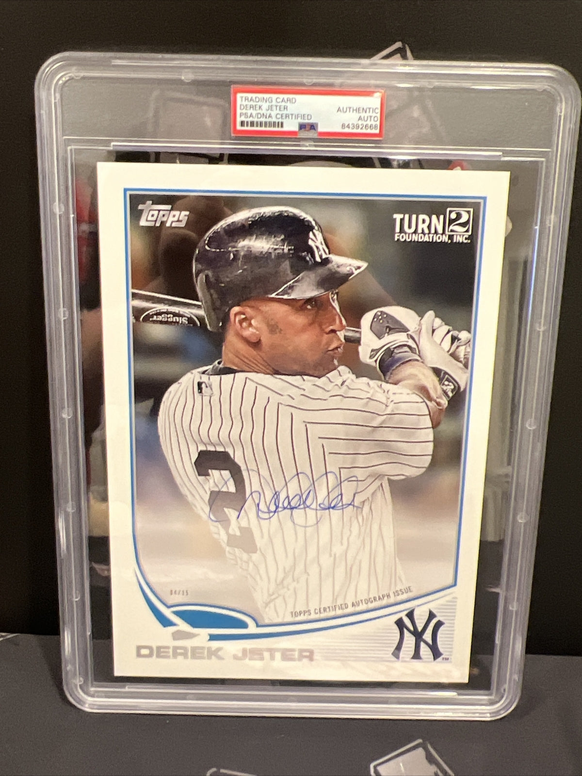 Derek Jeter 2018 Topps Turn 2 Foundation Oversized Signed On-Card Auto #4/15 PSA0