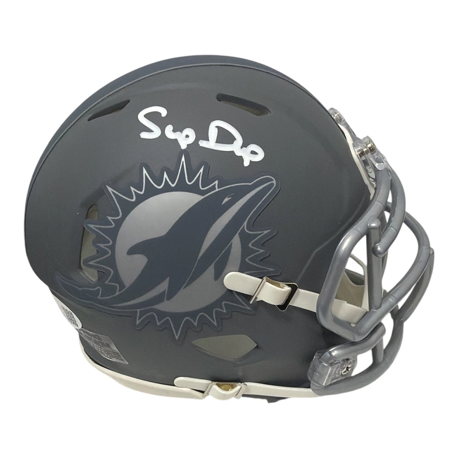 Mark Duper Signed Autographed Miami Dolphins Slate Mini Helmet JSA Witness COA0