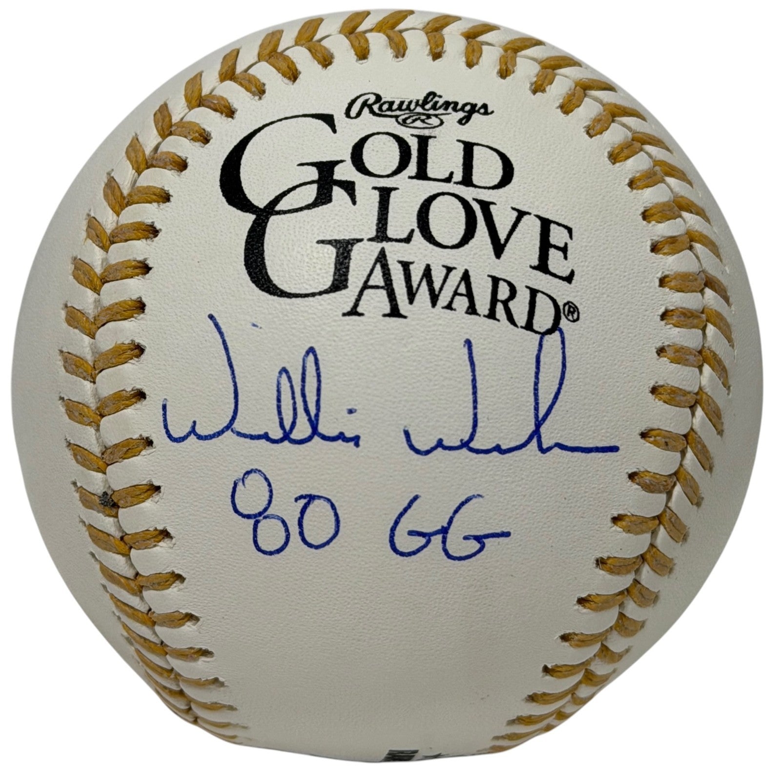 Willie Wilson Signed Autographed Gold Glove Baseball w/ 80 GG JSA Witness COA0