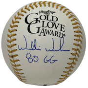 Willie Wilson Signed Autographed Gold Glove Baseball w/ 80 GG JSA Witness COA0