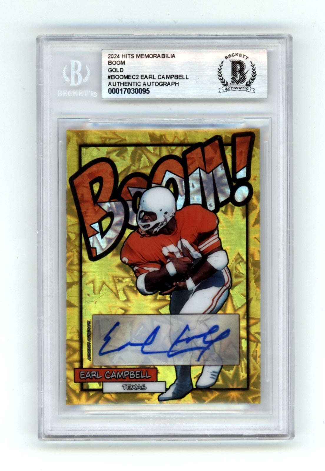 Earl Campbell 2024 Hits Memorabilia BOOM Gold #/10 Signed BGS BAS Auto Texas0