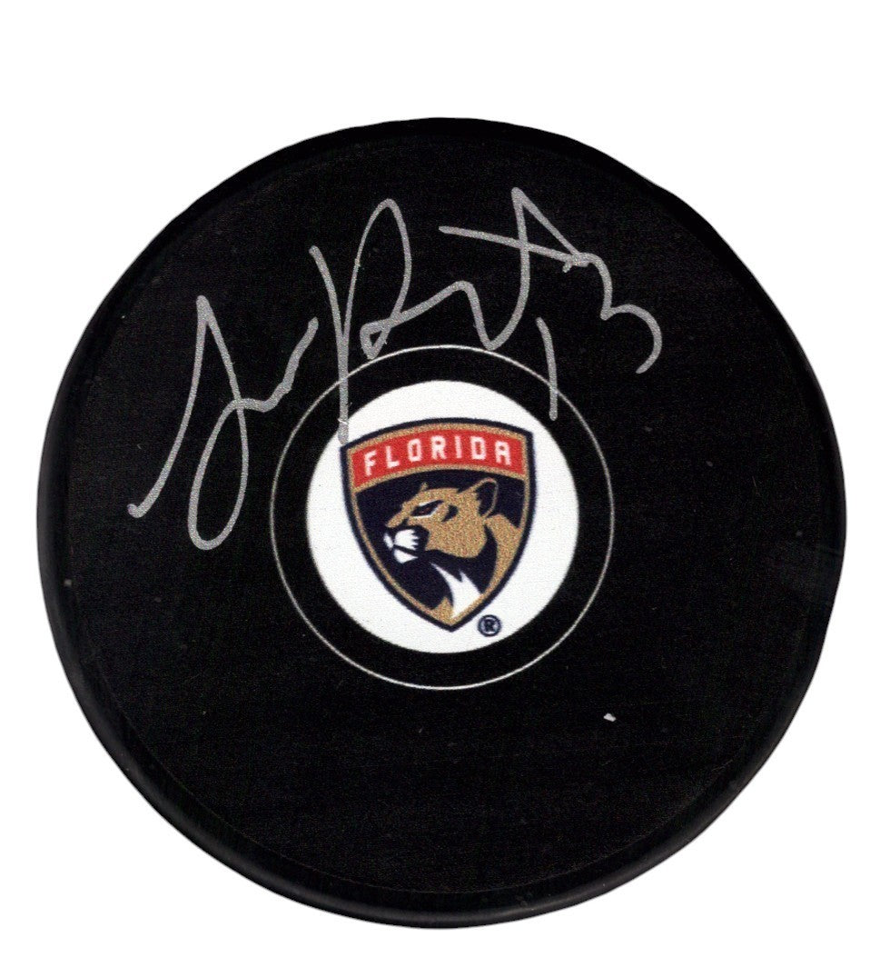 Sam Reinhart Signed Autographed Florida Panthers Logo Puck Fanatics COA0