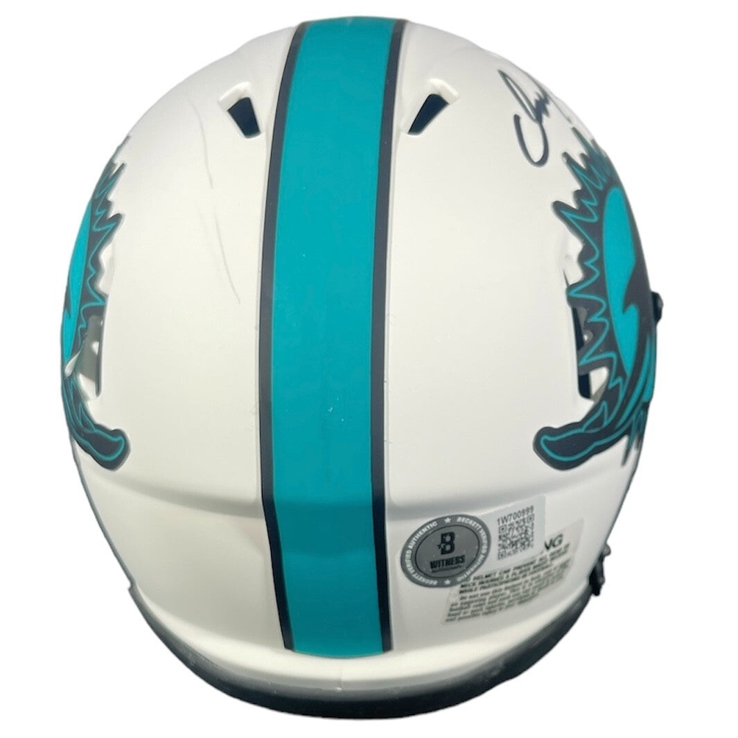 Dan Marino Signed Dolphins Lunar Mini Helmet Beckett Witness BAS COA2