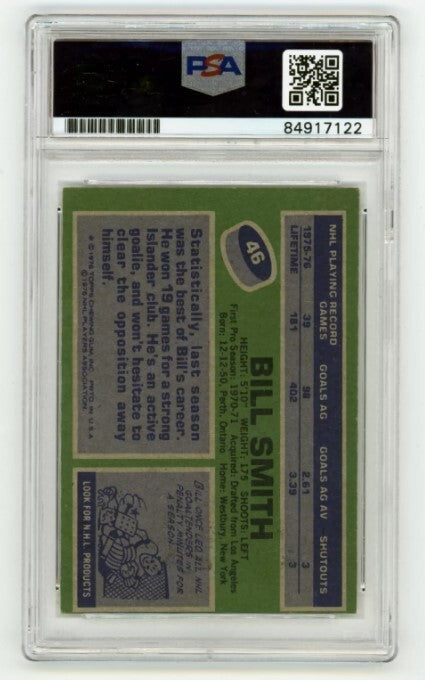 Billy Smith 1976-77 Topps #46 Signed PSA Authentic Auto Blue Islanders HOF1