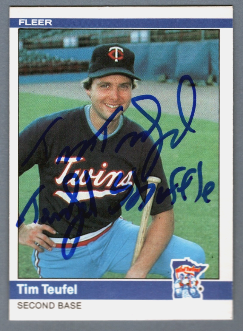 Tim Teufel Signed 1984 Fleer #574 Rookie RC w/ Teufel Shuffle Insc. LSCM COA0