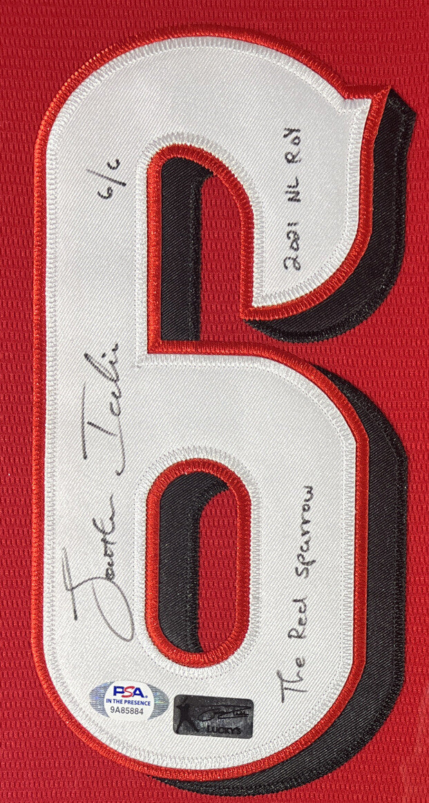 Jonathan India Signed Framed Custom Jersey w/ 2 Insc LE 6/6 Reds PSA ITP COA1