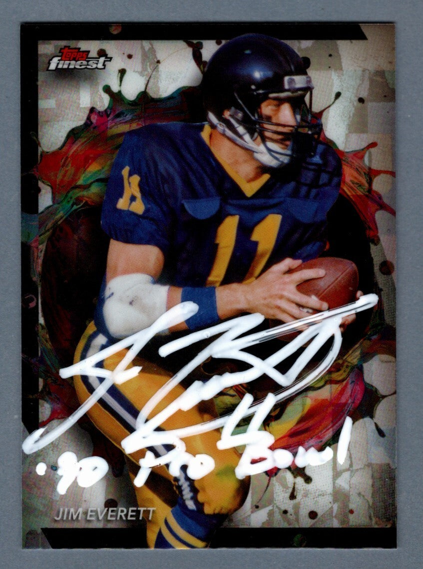 Jim Everett Signed 2024 Topps Finest #42 Refractor Rare w/ 90 Pro Bowl! LSCM COA0