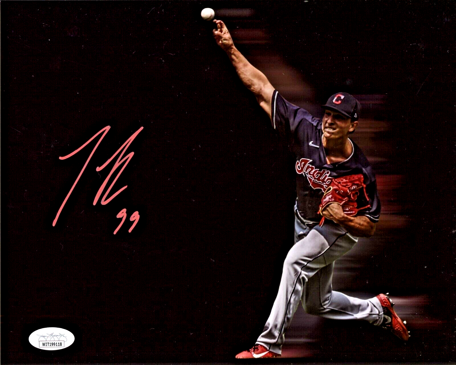 James Karinchak Signed Autographed Cleveland Indians 8x10 Photo JSA COA #30
