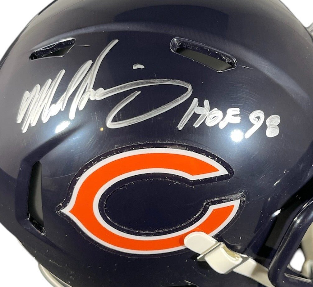 Mike Singletary Signed Chicago Bears Mini Helmet HOF 98 Beckett Witness BAS COA1