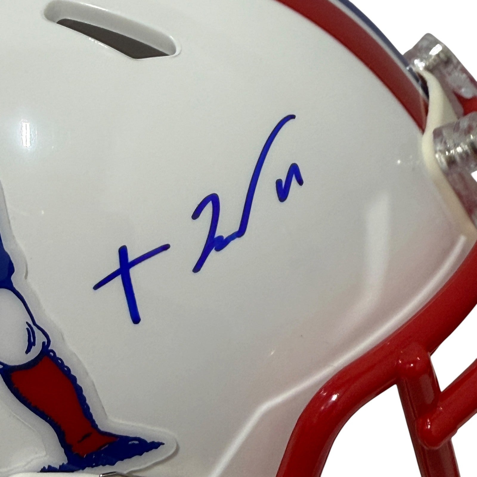 TreVeyon Henderson Signed New England Patriots TB Mini Helmet JSA Witness COA1