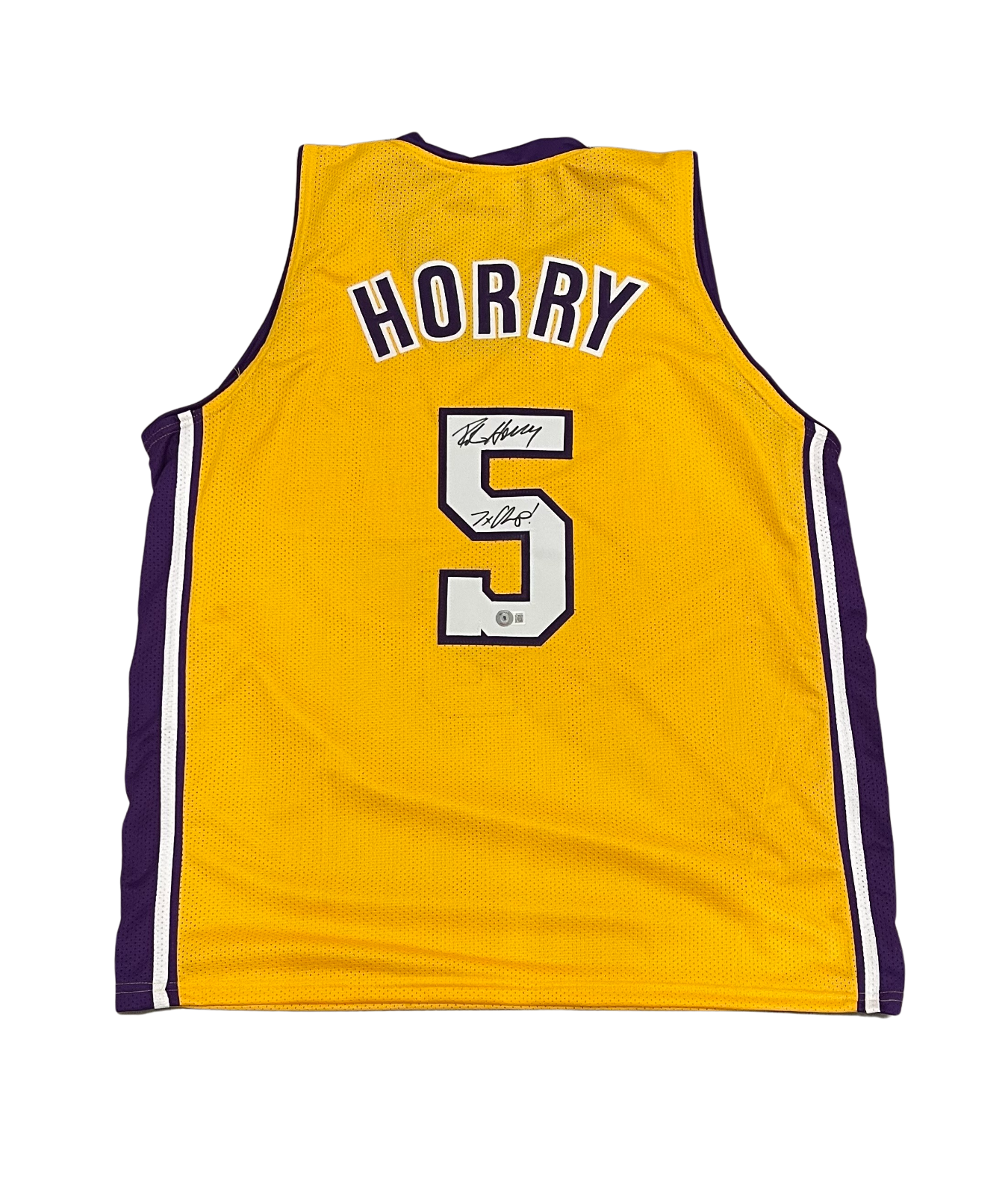 Robert Horry Signed Lakers Custom Jersey w/ 7x Champ Beckett Witness BAS COA0