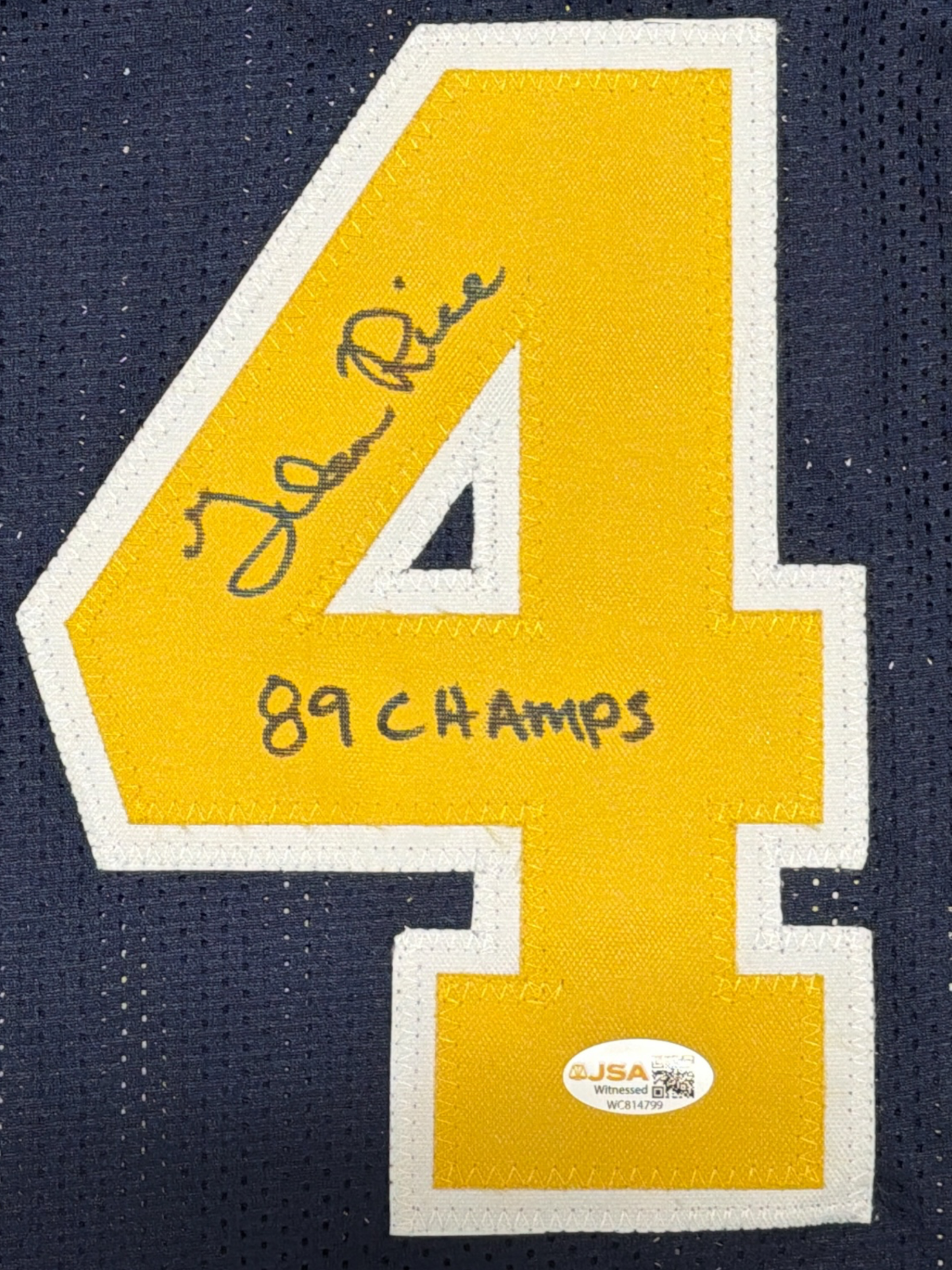 Glen Rice Signed Autographed Michigan Custom Jersey w/ 89 Champs JSA Witness COA1