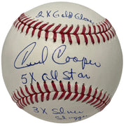 Cecil Cooper Signed Autographed ROMLB Baseball w/ 3x Stat Insc JSA Wit COA0
