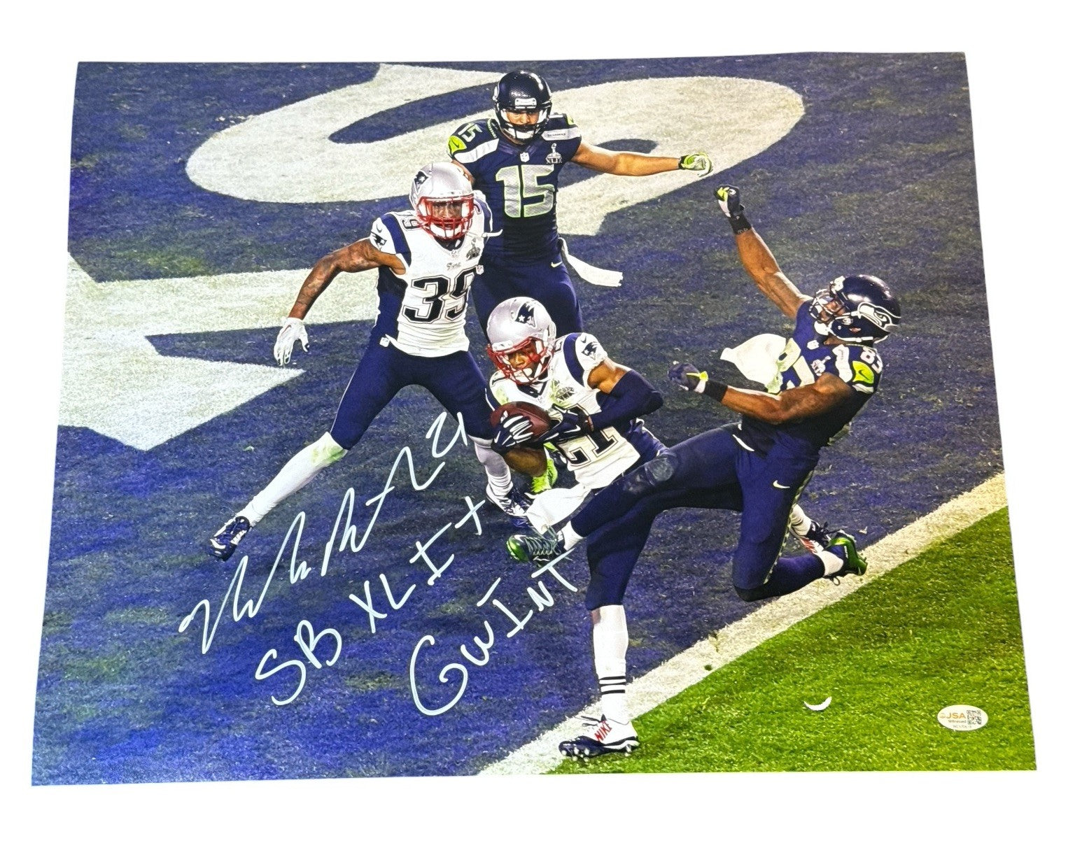 Malcom Butler Signed New England Patriots 16x20 Photo w/ GW INT JSA Witness COA0