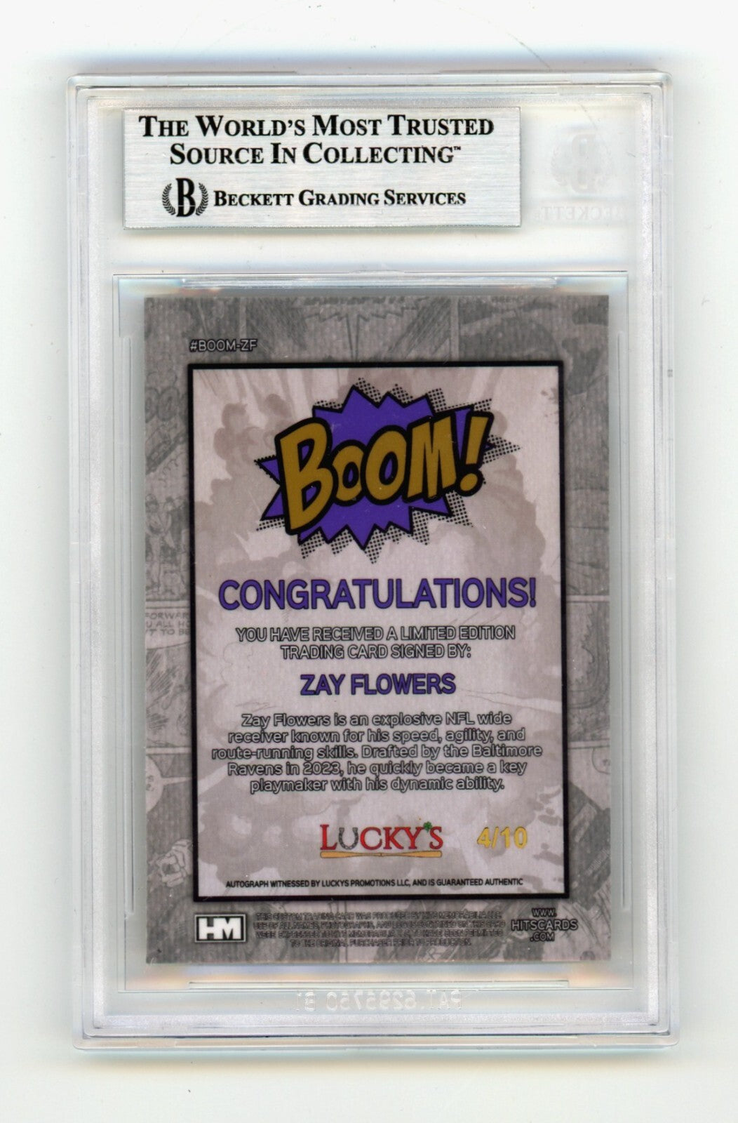 Zay Flowers 2024 Hits Memorabilia BOOM Gold JSY # 4/10 Signed BGS BAS Auto1
