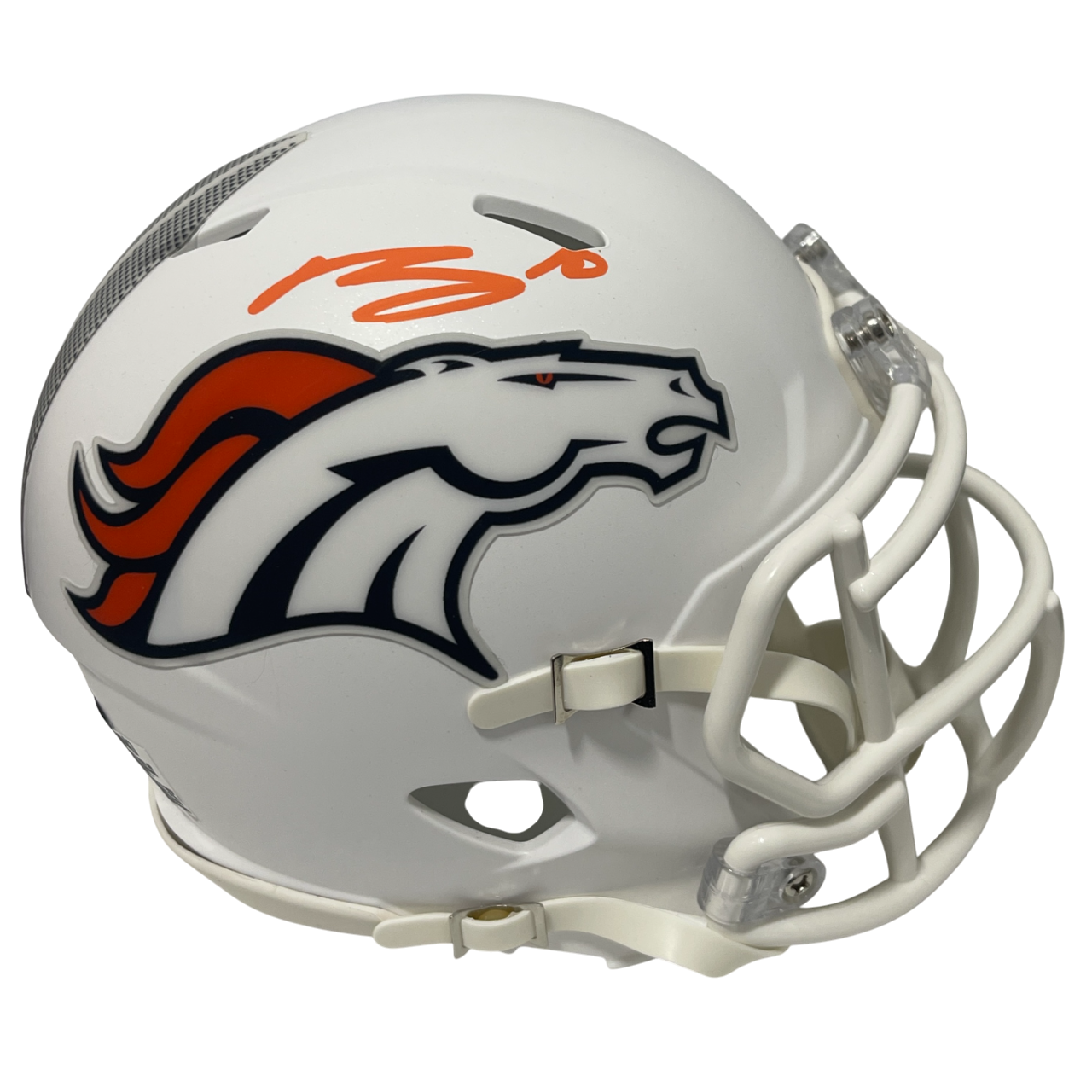 Bo Nix Signed Denver Broncos White ALT 2024 Mini Helmet Beckett Witness BAS COA0