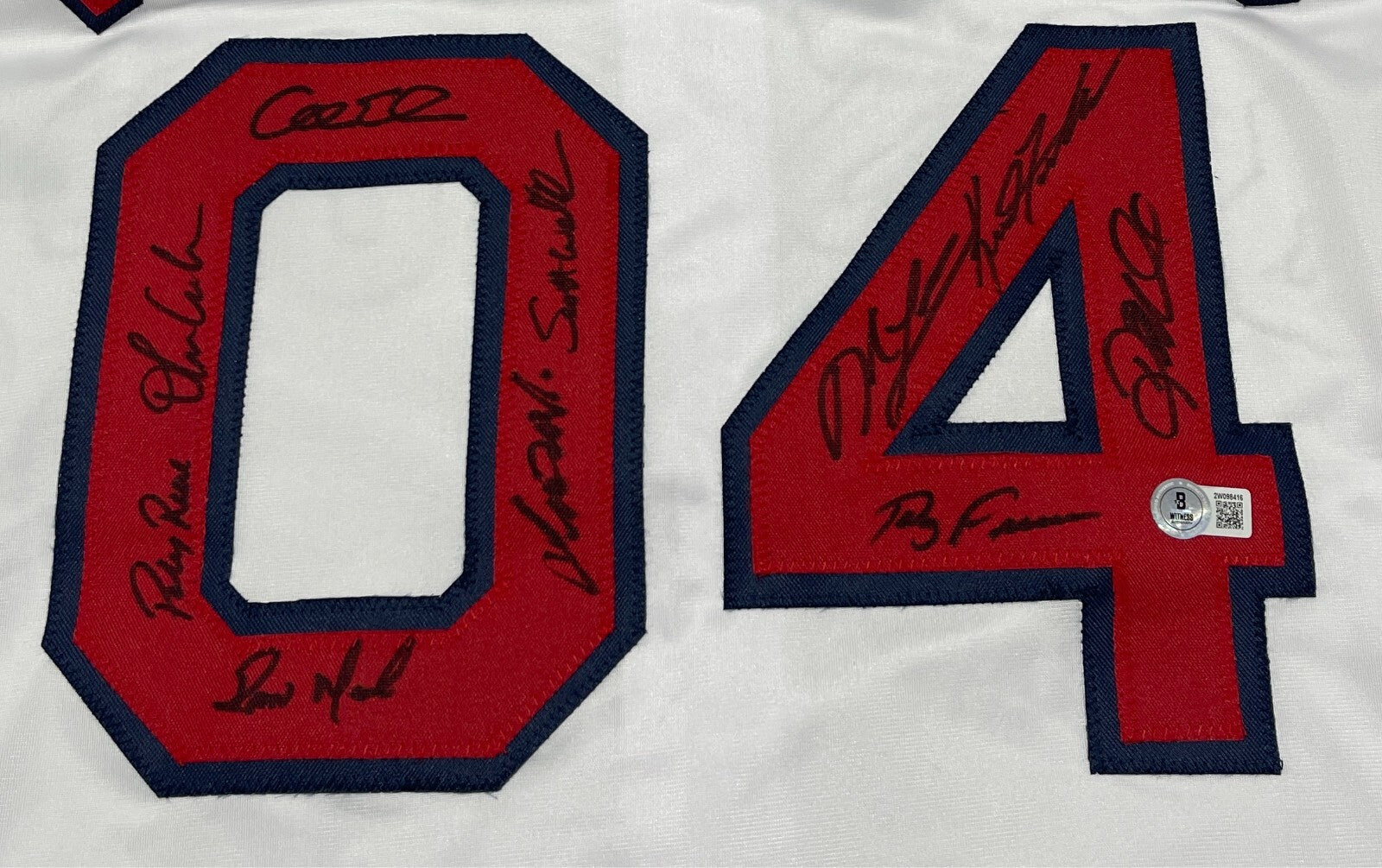 2004 Boston Red Sox Team Signed Custom Jersey w/ 10 Sigs Beckett Witness BAS COA1