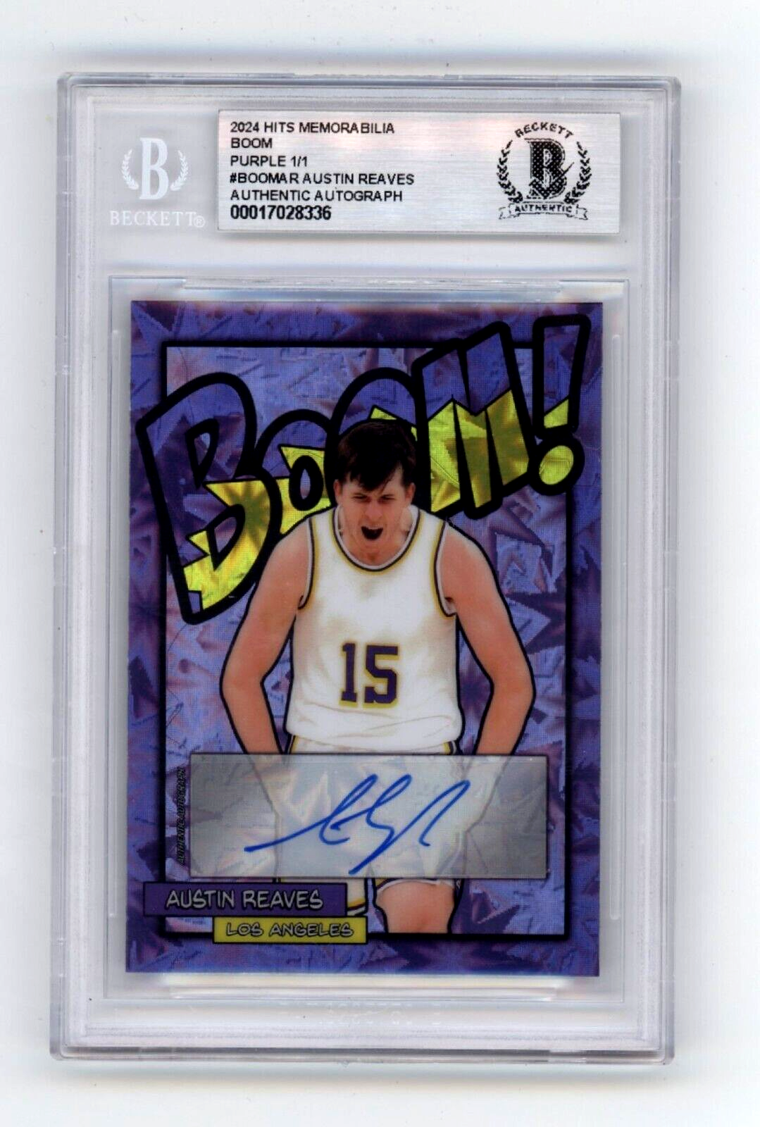 Austin Reaves 2024 Hits Memorabilia BOOM Purple #1/1 Signed BGS BAS Auto Lakers0