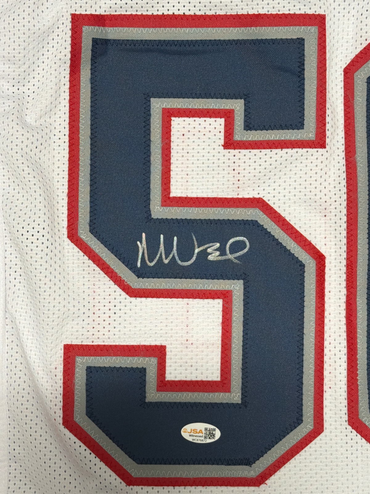 Mike Vrabel Signed New England Patriots White Custom Jersey JSA Witness COA1