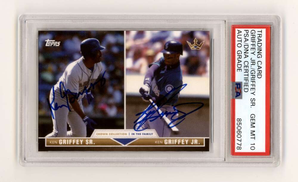 Ken Griffey Jr & Sr 2022 Topps Crown Collection Witt #36 Dual Signed PSA 10 Auto0