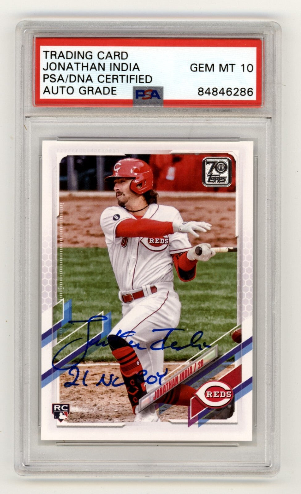 Jonathan India 2021 Topps Update #US286 Signed Rookie RC PSA 10 Auto ROY0