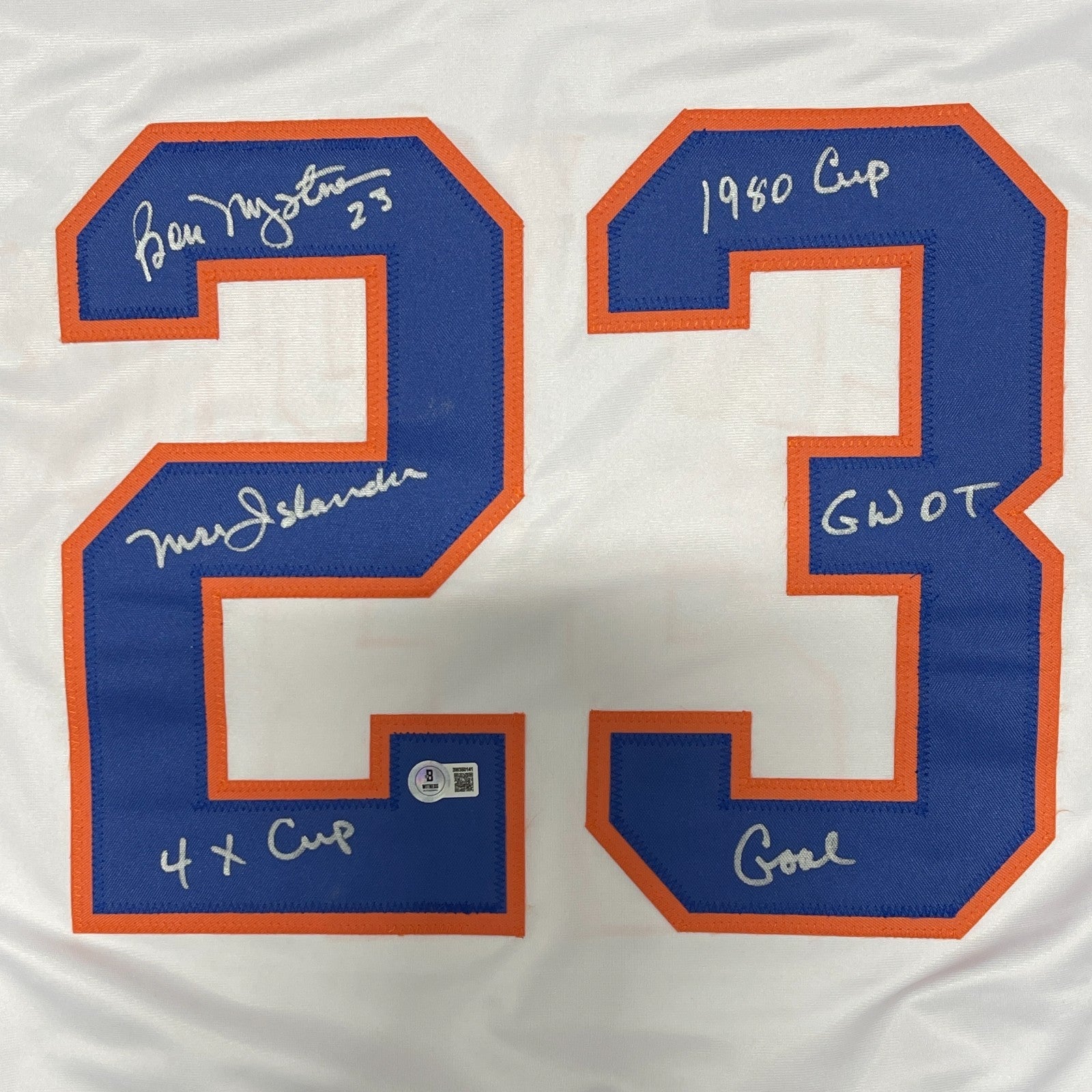 Bob Nystrom Signed Islanders Custom Jersey w/ Inscs Beckett Witness BAS COA1