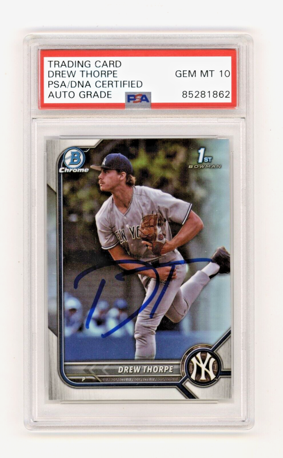 Drew Thorpe 2022 Bowman Chrome Draft Refractor 1st Rookie RC Signed PSA 10 Auto0