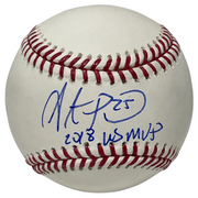 Steve Pearce Signed ROMLB Baseball w/ 2018 WS MVP Insc Beckett Witness BAS COA0