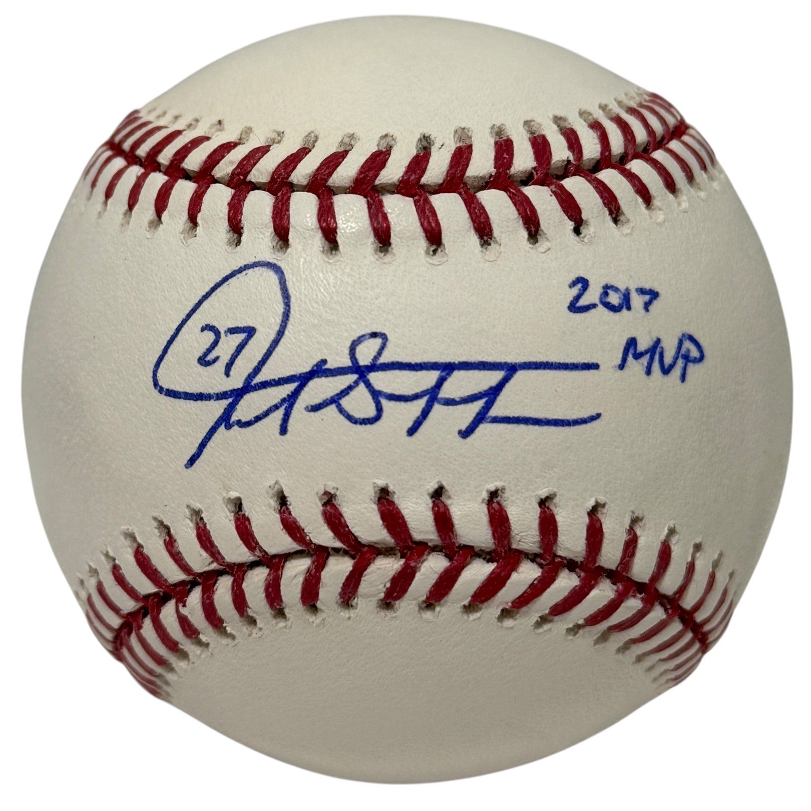 Giancarlo Stanton Signed Autographed ROMLB Baseball w/ 2017 MVP JSA COA Yankees0