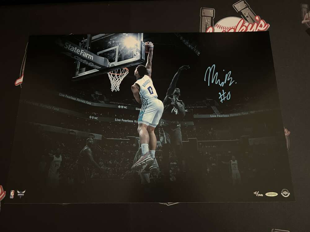 Miles Bridges Signed Auto 24x16 Photo Baseline Jam 15/100 Upper Deck UDA COA0