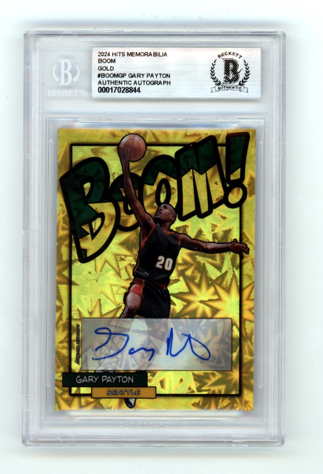 Gary Payton 2024 Hits Memorabilia BOOM Gold #/10 Signed BGS BAS Auto Sonics0