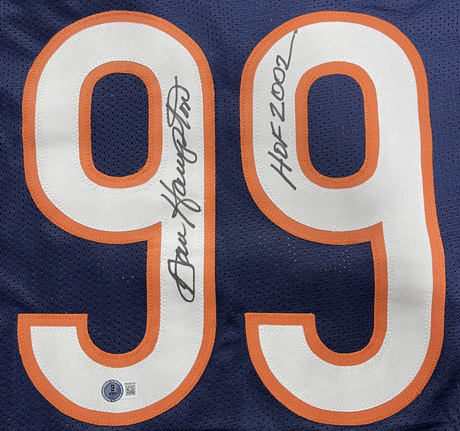 Dan Hampton Signed Bears Custom Jersey w/ HOF 2002 Beckett Witness BAS COA1