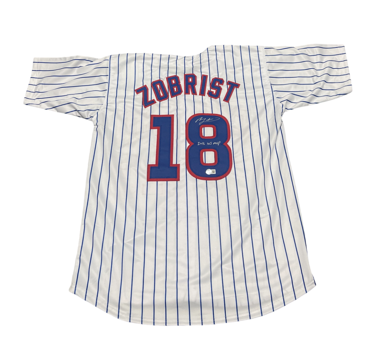 Ben Zobrist Signed Chicago Cubs Custom Jersey w/ 2016 WS MVP Beckett Wit BAS COA0