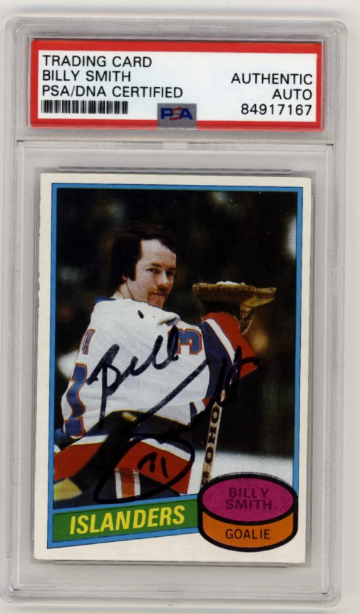 Billy Smith 1980-81 Topps Scratched #60 Signed PSA Authentic Auto Islanders HOF0