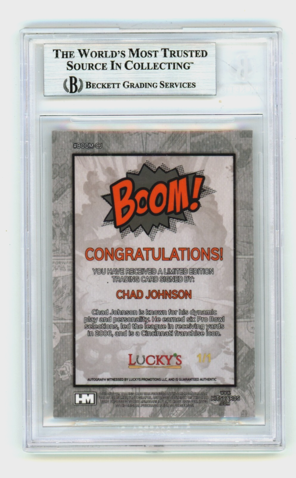 Chad Johnson 2024 Hits Memorabilia BOOM Super 1/1 Signed BGS BAS Auto Cincinnati1