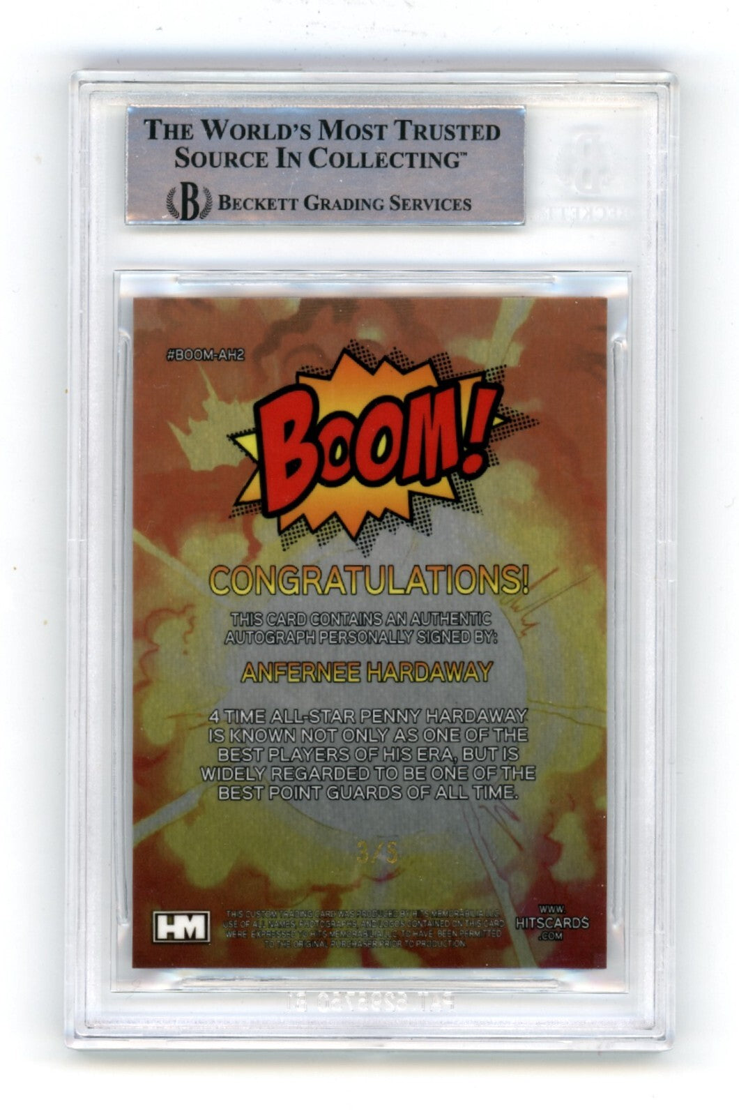 Anfernee Hardaway 2023 Hits Memorabilia BOOM Blue #/5 Signed BGS BAS Auto AS1