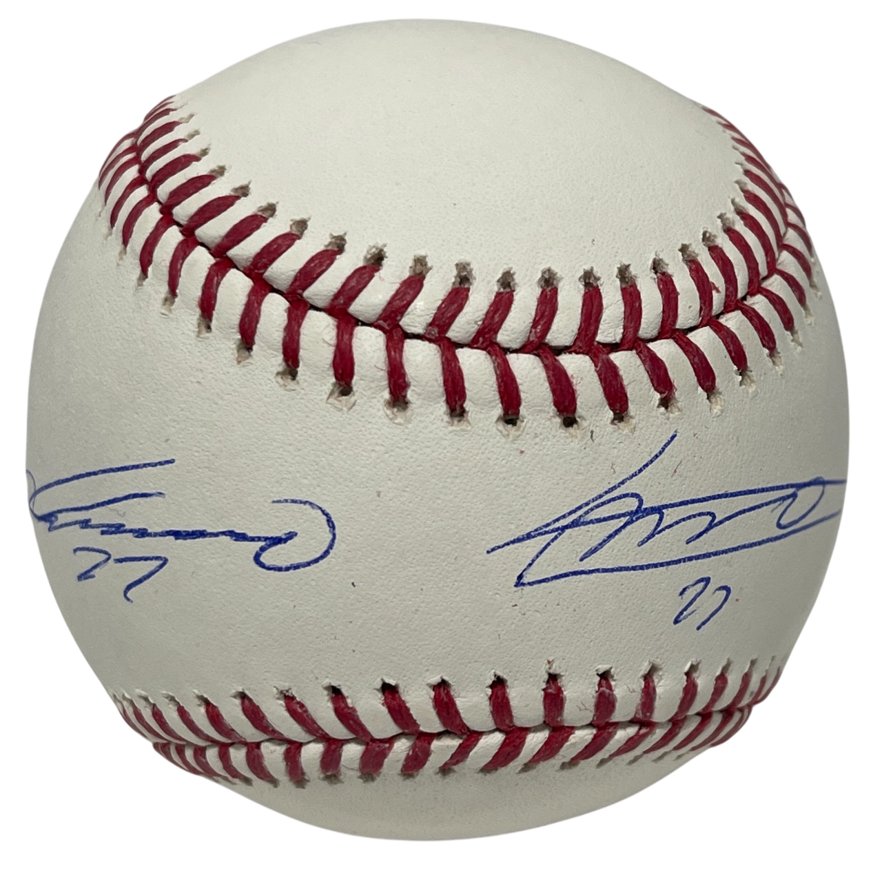 Vladimir Guerrero Jr & Sr Dual Signed Rawlings ROMLB Baseball PSA COA0