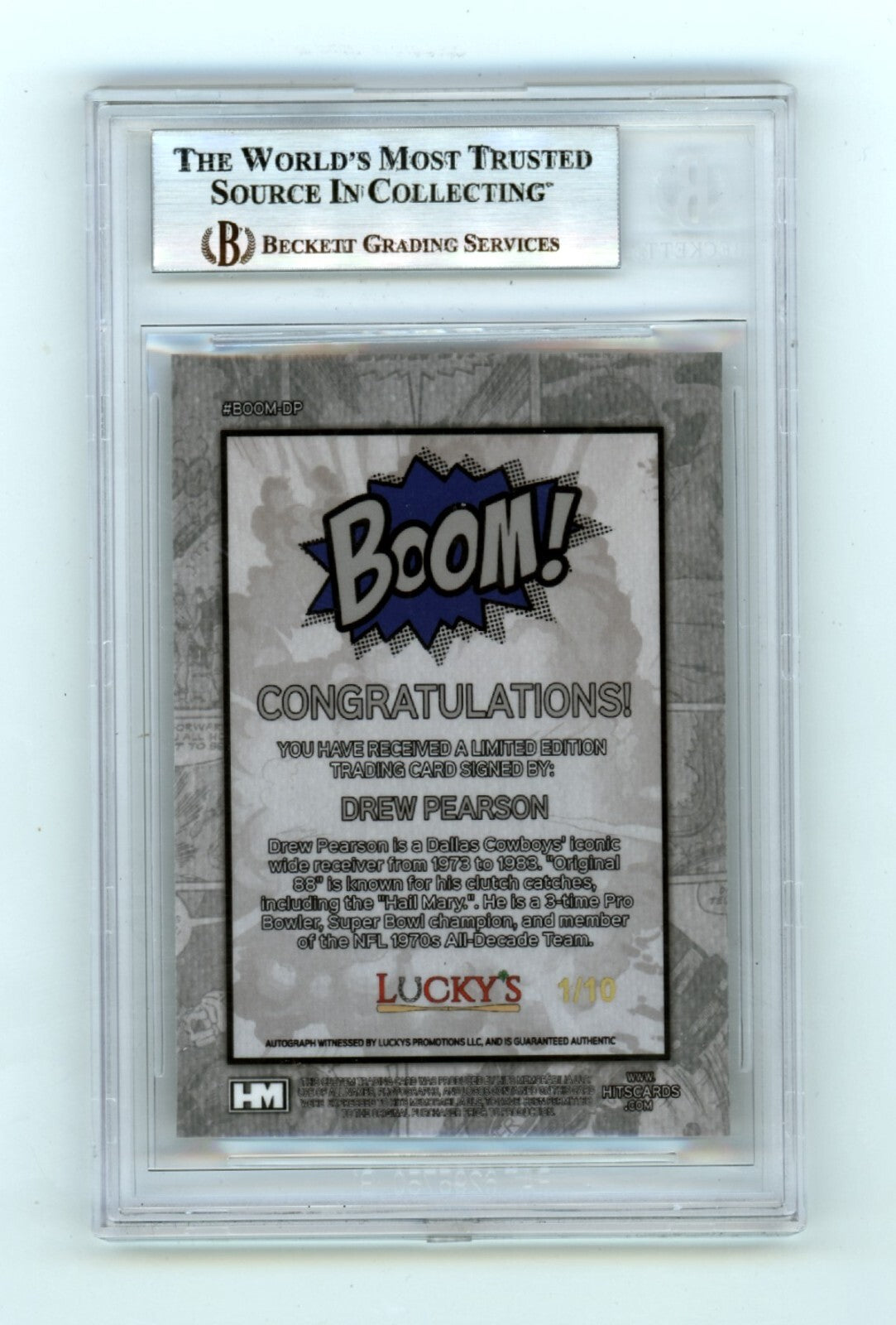 Drew Pearson 2024 Hits Memorabilia BOOM Gold #/10 Signed BGS BAS Auto HOF 21 Ins1